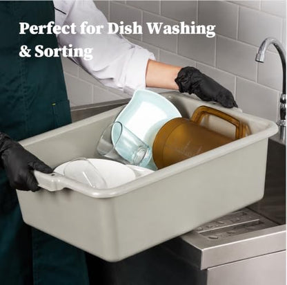 CURTA 3Pack Commercial Bus Tub with Lids, 21"x15"x7" Gray NSF Dish Box - size: 21.06" x 15.35" x 7.09" - With Lid