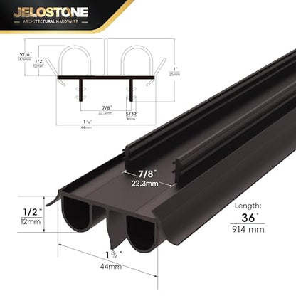 2 Pack - 36" Kerf Door Bottom Seal Replacement, Channel Fit Weather Stripping with Double Bulb, SGS & Intertek Tested, Easy Install, KS-MD2544 (Dark Brown) - color: Dark Brown