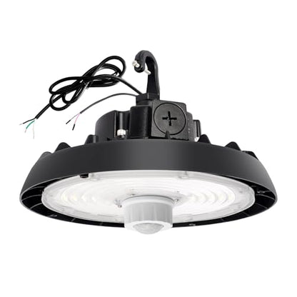 UFO Led High Bay Light with Motion Sensor, 100/120/150W, 14000/17500/21000LM, 2CCT 4000K/5000K, 0-10V Dimmable High Bay Led Shop Lights for Gym Factory Warehouse, Hook,UL