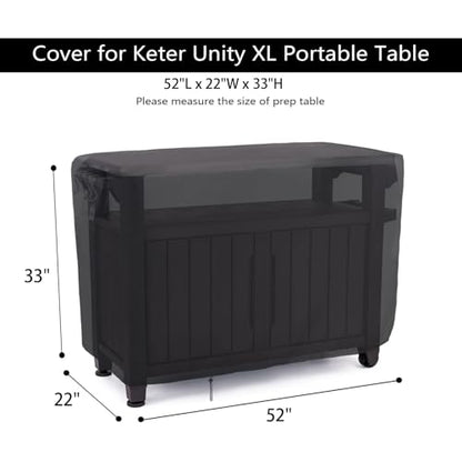 Patio Prep Table Cover for 52 Inch Keter Unity XL Portable Table - size: 52" x 22" x 33"