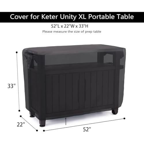 Patio Prep Table Cover for 52 Inch Keter Unity XL Portable Table - size: 52" x 22" x 33"