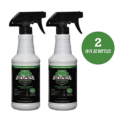 SNiPER Hospital Disinfectant, Odor Eliminator & All-Purpose Cleaner, 16 Ounce Spray, 2-Pack - size: 16 Fl Oz (Pack of 2)
