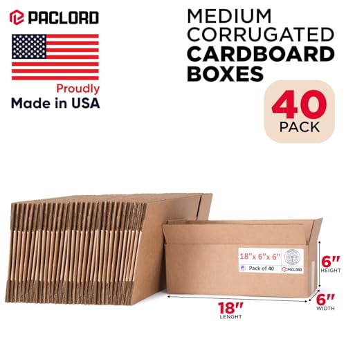 Long Cardboard Boxes 18"L x 6"W x 6"H (Pack of 40) - USA-Made Packing Boxes for Moving, Shipping, or Storage - USPS, UPS, FedEx Approved - Professional Packing Supplies for Moving - color: Pack of 40, size: Long 18x6x6"