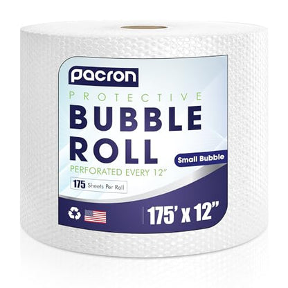 Bubble Roll Wrap 12" x 175', 1-Pack 3/16" Perforated Small Cushioning - size: 175 Sq Ft