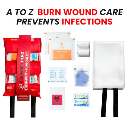 Prepared Hero 2-in-1 Fire Blanket & Burn Gel First Aid Kit, 1076F