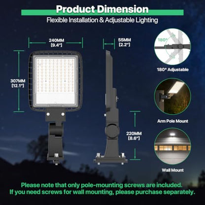 LED Parking Lot Light - 150W 6000K 120V Led Barn Light Outdoor Pole Light with Photocell Sensor - 22500lm Wall Mount Commercial Street Area Lighting for Yard Garage House Porch - size: 6000K