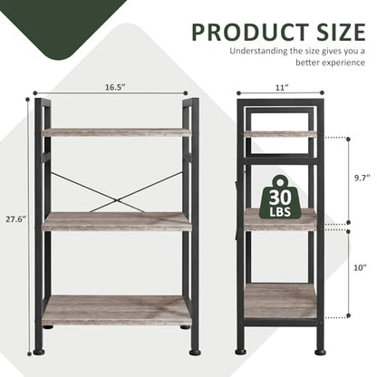 3 Tier Bookshelf, Free Standing Bookcase with Open Storage Shelves - color: Grey Wood, size: 3 Tier