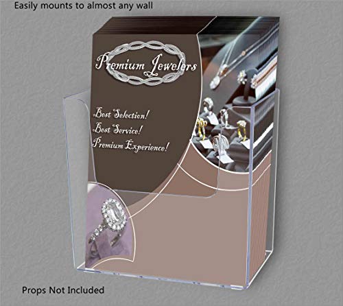 Marketing Holders 2 Pack 5.5" Brochure Holder Wall Mount or Countertop with Hardware Clear Acrylic Horizontal Menu Organizer Display Printed Material Bin for Clothing Shops and Hospitals - size: 5.5"W Wall Mount