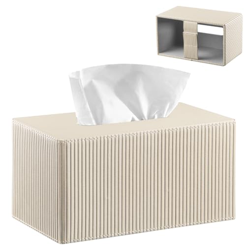 PUSU Extra Large Rectangular PU Leather Tissue Box Cover,Tissues Holder - color: Apricot