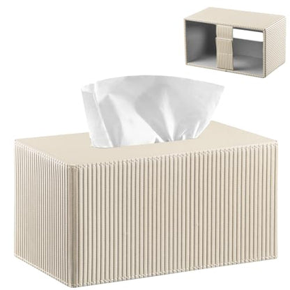 PUSU Extra Large Rectangular PU Leather Tissue Box Cover,Tissues Holder - color: Apricot