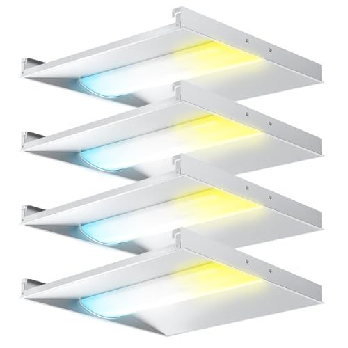 Sunco 4 Pack 2x2 LED Center Basket Troffer Light, 3CCT Selectable Wattage - size: 2x2