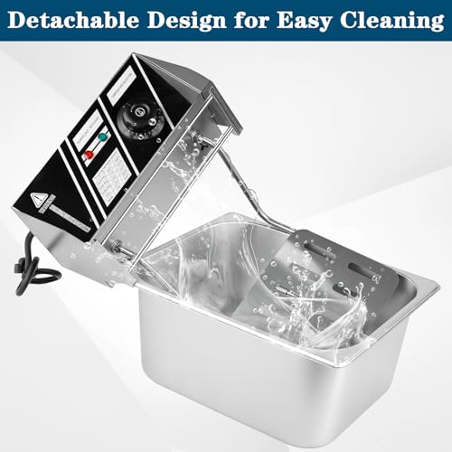 20QT Electric Deep Fryer, 2500W Commercial Stainless Steel Double Tank Countertop Fryer with Dual Baskets, Temperature Control for Restaurant, Food Truck & Home Use - size: 20QT