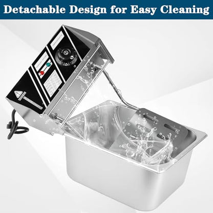 20QT Electric Deep Fryer, 2500W Commercial Stainless Steel Double Tank Countertop Fryer with Dual Baskets, Temperature Control for Restaurant, Food Truck & Home Use - size: 20QT