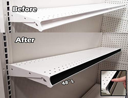 Decorative Gondola Shelving Pre Cut Vinyl Insert Strips 48" x 1.25" Shelf C-Channel, Black, 100 Pack - color: Black