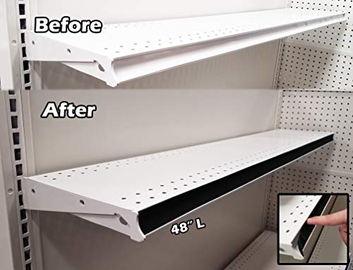 Decorative Gondola Shelving Pre Cut Vinyl Insert Strips 48" x 1.25" Shelf C-Channel, Black, 100 Pack - color: Black