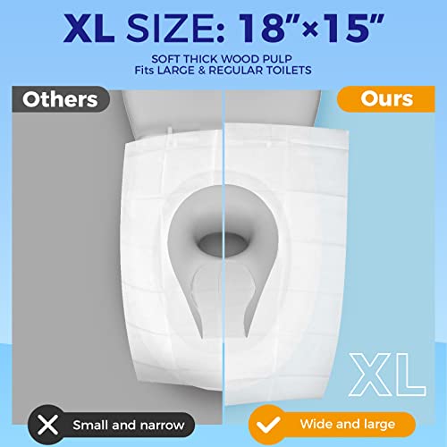 YGDZ Toilet Seat Covers Disposable (110 pack), XL Flushable Toilet Seat Covers Travel Paper Toilet Seat Cover for Kids Potty Training, Adults, Biodegradable Travel Essential Accessories for Airplane - size: B-XL Size