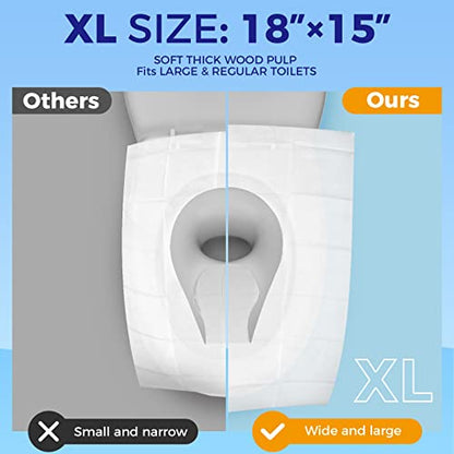 YGDZ Toilet Seat Covers Disposable (110 pack), XL Flushable Toilet Seat Covers Travel Paper Toilet Seat Cover for Kids Potty Training, Adults, Biodegradable Travel Essential Accessories for Airplane - size: B-XL Size