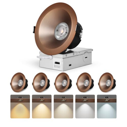 CycevSun Oil Rubbed Bronze 4 Inch Anti-Glare LED Recessed Lights, 6-Pack - color: Oil-Rubbed Bronze, size: 4 Inch
