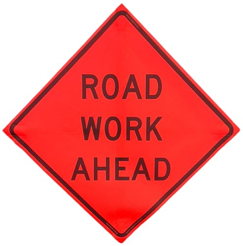36"x36" Road Work Ahead Orange Mesh Roll-Up Signs 4-Pack - color: Road Work Ahead