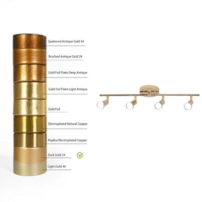 Qcyuui Modern 4-Light Track Lighting Kit, Flush Mount Gold Finish Ceiling Spot Lights Fixture, LED Track Light with Gold Flexibly Rotatable Light Head for Kitchen, Living Room, 4GU10 Bulb (Included) - color: Gold