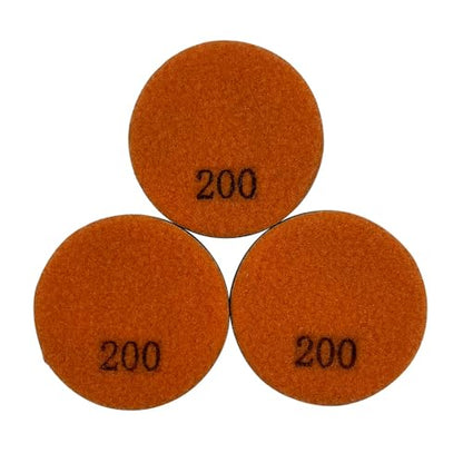 3" Resin Diamond Pads for Polishing Concrete, #200 Grit, 8mm Segment Height - size: #200 Grit