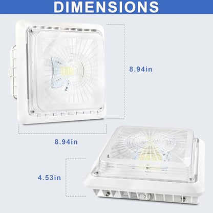 55W LED Parking Garage Canopy Light, 30W/40W/55W Selectable, 3CCT Dimmable - size: 1-Pack