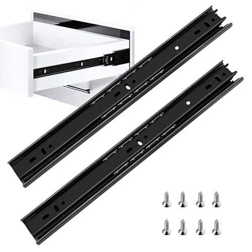 16 Inch Drawer Slide, YAOBVIS 1 Pair Heavy Duty Full Extension Ball Bearing Drawer Runners, Smooth Side Mount Cabinet Rails for Kitchen, Bathroom, Garage and Tool Cabinets - size: 16 Inch