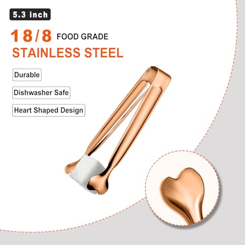 Small Serving Tongs, Anytrp 12-Pack Stainless Steel Sugar Tongs, 5.3inch Kitchen Metal Appetizers Tong for Serving Food, Buffets, Coffee Bar, Tea Party, Desserts Party and Ice Bucket - color: Rose Gold, size: 5.3inch-12pcs