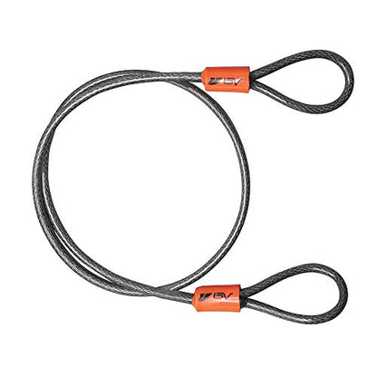 BV 2.5FT Bike Cable with Loops - 5mm (3/16 Inch) Cut-Resistant Braided Steel Cable - Versatile & Weatherproof - Small Security Cable Lock, Security Chain for Padlock, Chain Lock, Wire Lock - color: Single, style: 2.5 FT