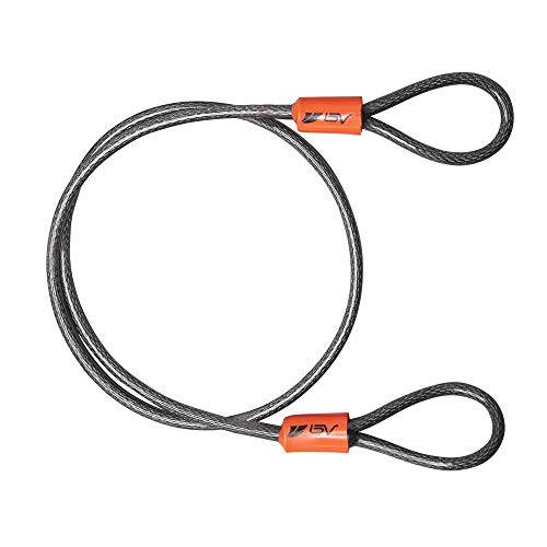 BV 2.5FT Bike Cable with Loops - 5mm (3/16 Inch) Cut-Resistant Braided Steel Cable - Versatile & Weatherproof - Small Security Cable Lock, Security Chain for Padlock, Chain Lock, Wire Lock - color: Single, style: 2.5 FT