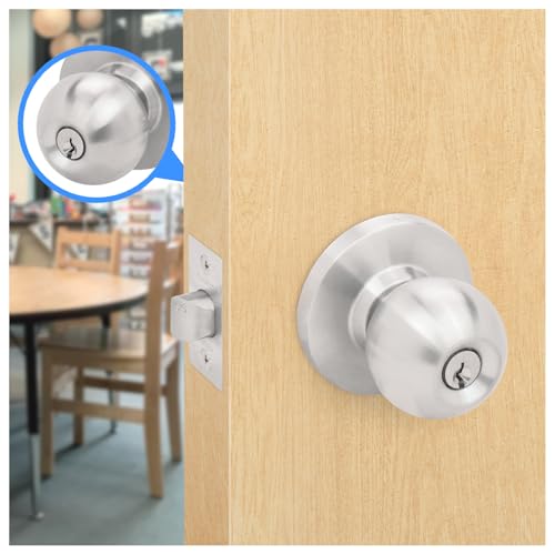Nuk3y Bella Grade 2 Commercial Duty Cylindrical Knob Lockset UL Rated (Satin Stainless Steel, Communicating) - size: Communicating