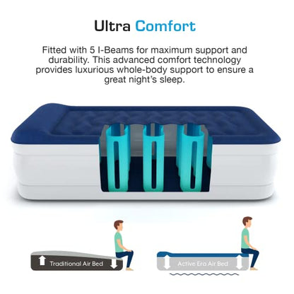 Active Era 21" Twin Air Mattress with Built-in Pump & Raised Pillow - Heavy Duty Puncture Resistant, Waterproof Blow Up Bed - style: Luxury