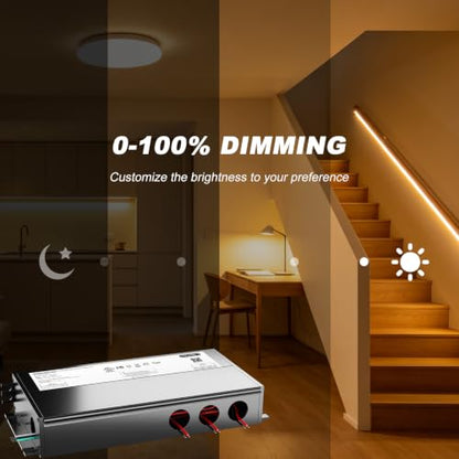 180W Dimmable LED Driver 12V, Compatible with Lutron and Leviton Dimmer - size: 180W 12V with junction box