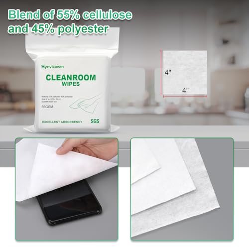 Cleanroom Wipes 4"x4" (1200 Pcs,Grade B, 56GSM) - size: 4"×4" (Pack of 1200)