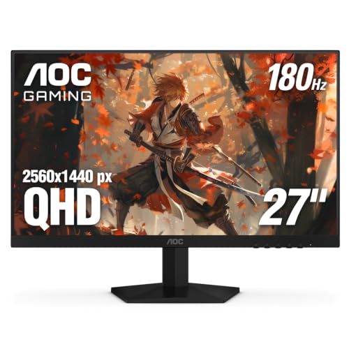 AOC 27 Inch Gaming Monitor 2K QHD 180Hz VA 1ms HDR, Q27G4XN - size: 27" 180Hz VA