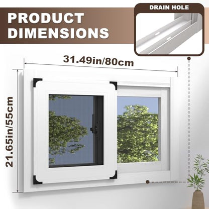 Basement Window for House, 23.62 x 35.43IN Aluminum Sliding Window - size: 21.65 x 31.49IN
