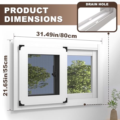 Basement Window for House, 23.62 x 35.43IN Aluminum Sliding Window - size: 21.65 x 31.49IN