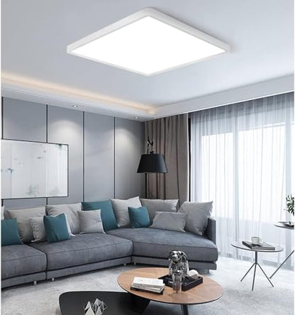 LED Flush Mount Ceiling Light Fixture, 6000K Cool White, 12inch 24W, 3200LM, Slim Flat Panel Lighting Fixture, Square Modern Ceiling Lamp for Bedroom, Kitchen, Living Room, Closet, Stairwell - color: Cool White, size: Square-White