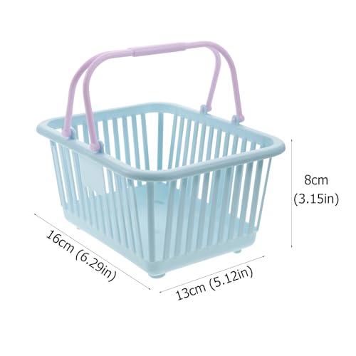 Toddmomy Small Storage Basket with Handles 3 Pack Plastic Basket for Classroom Toy for Kids Open Desktop Organizer for Groceries Bathroom Kitchen 6.29 X 5.11 X 3.14 in - color: Sky-blue