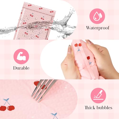 METRONIC Cute Bubble Mailers 6x10 Inch 100 Pack Cherry Pink Padded Mailers - color: Cherry, size: 6x10" 100PC