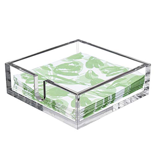 CY craft Acrylic Lunch Napkin Holder,Table Top Decorative Napkin Tray for Dining Table and Kitchen,Clear Luncheon Napkin Holder Tissue Dispenser, Horizontal Display,7.1 x 7.1 x 2.6 inches - size: 7.1x7.1x2.6 Inch Lunch Napkin Holder