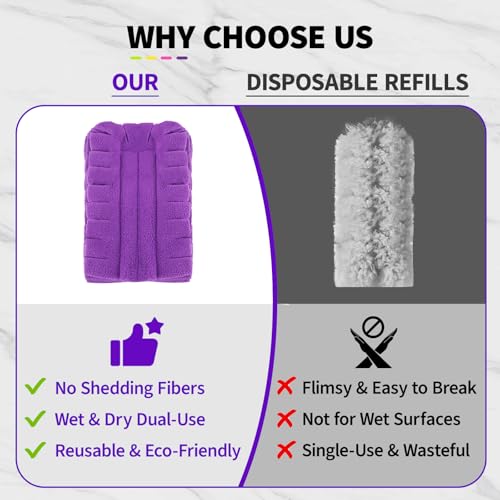 8 Pack Reusable Duster Pads Compatible with Swiffer Duster Refills