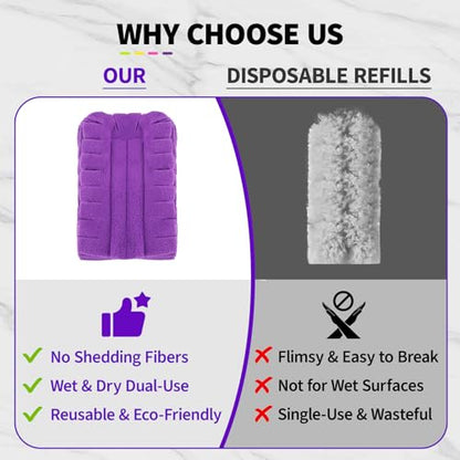 8 Pack Reusable Duster Pads Compatible with Swiffer Duster Refills