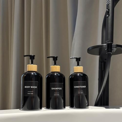 Shampoo and Conditioner Dispenser for Bathroom, Shower Soap Bottles Black - color: Black