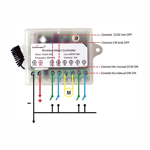 DC 12V 24V 36V Motor Remote Control Switch for Telescopic Doors, Electric Actuators, Forward and Reverse Linear Actuators etc. (Latched Model)