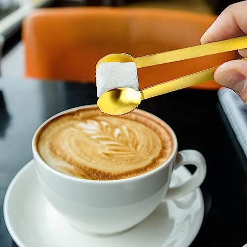 JCREN 12 Pcs Gold Tongs - Stainless Steel Serving Tongs for Food, Appetizers, Desserts - 4.9inch - color: Gold - 4.9 Inch