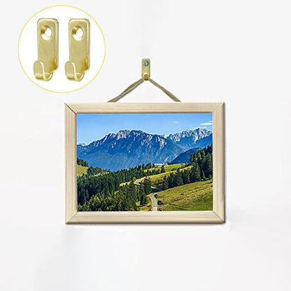 10pcs Heavy Duty J-Shaped Hangers 304 Stainless Steel Wall Mounted Mini J Hook for Mirror Picture Frames Hanging Wire/D Rings/Keyhole Hangers (Gold) - style: J Hanger-Gold (10pcs)