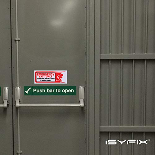 iSYFIX Emergency Exit Only Stickers, 10x4 Inch, 3 Pack - color: RED & WHITE, size: Medium