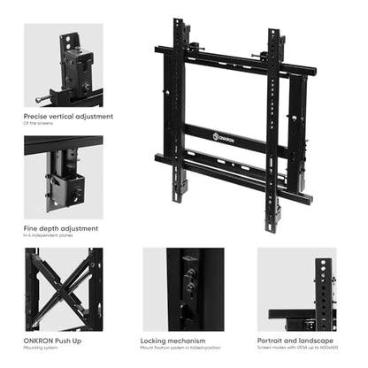 ONKRON Video Wall Mount 50-70 Inch, max 110 lbs, max VESA 600x600, Black