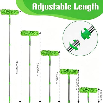 2-in-1 Window Cleaner Tool, 68'' Squeegee for Window Cleaning - color: Green